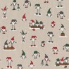 SALE Cotton Rich Linen Look Fabric Snow Gonks Winter Gnome Upholstery 140cm Wide