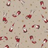 SALE Cotton Rich Linen Look Fabric Santa Star Christmas Upholstery 140cm Wide