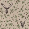 SALE Cotton Rich Linen Look Fabric Xmas Stags Christmas Upholstery 140cm Wide