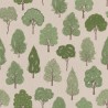 SALE Cotton Rich Linen Look Fabric Trees Leaves Forest Upholstery 140cm Wide