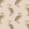 SALE Cotton Rich Linen Look Fabric Heron Birds Animals Upholstery 140cm Wide