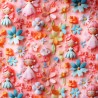 100% Cotton Digital 3D Fabric Little Johnny Fairy Garden Flowers 149cm Wide