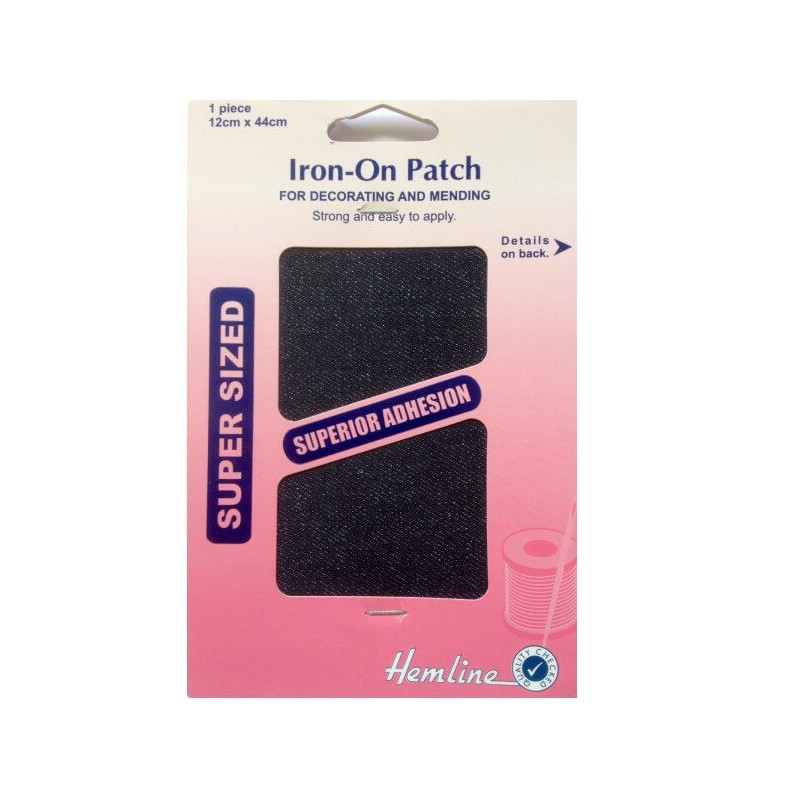Hemline Large Denim Iron-On Patches Mending/Repair Strong&Easy To Apply 12x45cm 