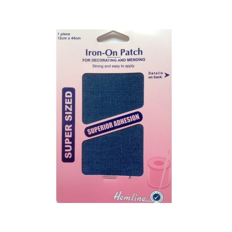 Hemline 12 x 44cm Denim Mending Patch Iron On Repair or Sew On