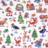 100% Cotton Fabric Nutex Kiwi Christmas Scenic Santa Birds Animals 112cm Wide