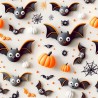 100% Cotton Digital 3D Fabric Little Johnny Halloween Bats Pumpkins 149cm Wide