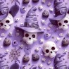 100% Cotton Digital 3D Fabric Little Johnny Halloween Witch Skulls 149cm Wide