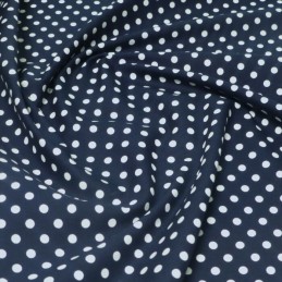 100% Cotton Poplin Fabric Rose & Hubble 7mm Polka Dots Spots Navy