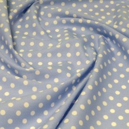 100% Cotton Poplin Fabric Rose & Hubble 7mm Polka Dots Spots Pale Blue