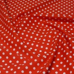 100% Cotton Poplin Fabric Rose & Hubble 7mm Polka Dots Spots Red