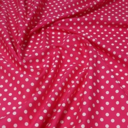 100% Cotton Poplin Fabric Rose & Hubble 7mm Polka Dots Spots Cerise