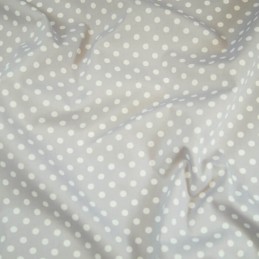 100% Cotton Poplin Fabric Rose & Hubble 7mm Polka Dots Spots Silver