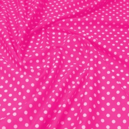 100% Cotton Poplin Fabric Rose & Hubble 7mm Polka Dots Spots Candy Pink