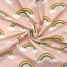 (REMNANT) Cotton Rich Panama Fabric Rainbows Clouds Curtain Upholstery Cushion 116cm x 140cm