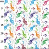 Polycotton Fabric Music Notes Multicoloured Musical