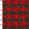 100% Cotton Fabric John Louden Christmas Xmas Festive Tartan Stars 112cm Wide