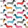 Polycotton Fabric Multicoloured Dogs Dachshund Sausage Dog Puppies 112cm Wide