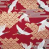 100% Japanese Cotton Fabric Nutex Kuren Cranes Birds Clouds Metallic 110cm Wide