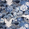 100% Japanese Cotton Fabric Nutex Kio Cranes Birds Flower Metallic 110cm Wide