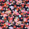 100% Japanese Cotton Fabric Nutex Yobi Flower Floral Fans Metallic 110cm Wide