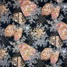 100% Japanese Cotton Fabric Nutex Yobi Shapes Floral Flower Metallic 110cm Wide