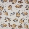 Japanese Cotton Linen Fabric Nutex Kasai Cats Kitten Coffee Bean Sack 110cm Wide