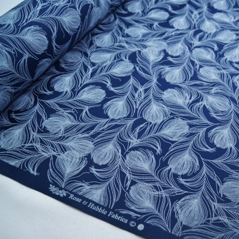 100% Cotton Poplin Fabric Rose & Hubble Silky Peacock Feathers Print