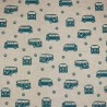 Cotton Rich Look Fabric VW Camper Vans Surfing Holidays Upholstery 140cm Wide