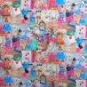 100% Cotton Fabric Nutex Alice In Wonderland Collage Tea Party Story 112cm Wide