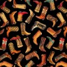 100% Cotton Digital Fabric Timeless Treasures Cowboy Boots Country 112cm Wide