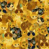 100% Cotton Metallic Fabric Timeless Treasures Golden Bejewelled Cats 112cm Wide