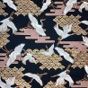 100% Japanese Cotton Fabric Nutex Kuren Cranes Birds Clouds Metallic 110cm Wide