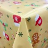 PVC Tablecloth Christmas Gingerbread Man Candy Canes Fabric 140cm Wide