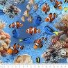 100% Cotton Fabric Kennard & Kennard Marine Marvels Ocean Clownfish 112cm Wide