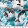 100% Cotton Fabric Kennard & Kennard Marine Marvels Ocean Dolphins 112cm Wide