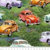 100% Cotton Fabric Kennard & Kennard Retro Ride Car VW Beetle Vehicle 112cm Wide