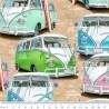 100% Cotton Fabric Kennard & Kennard Retro Ride VW Campervan Beach 112cm Wide