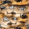 100% Cotton Fabric Kennard & Kennard Freedom Forces Helicopters Army 112cm Wide