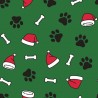 MP Polycotton Fabric Christmas Xmas Seasonal Festive Paws Paw Prints 112cm Wide