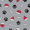 MP Polycotton Fabric Christmas Xmas Seasonal Festive Paws Paw Prints 112cm Wide