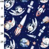 100% Brushed Digital Cotton Flannel Fabric Kids Outer Space Fun