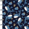 100% Brushed Digital Cotton Flannel Fabric Whales Moon