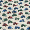 Alpine Fleece Fabric 4 Way Stretch Farm Tractors Cream 150cm Wide