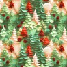 100% Cotton Digital 3D Fabric Little Johnny Christmas Trees 149cm Wide