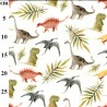 100% Brushed Digital Cotton Flannel Fabric Dinosaurs Stegosaurus Leaf 148cm Wide