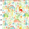 100% Brushed Digital Cotton Flannel Fabric Dinosaurs Jungle Leaves 148cm Wide