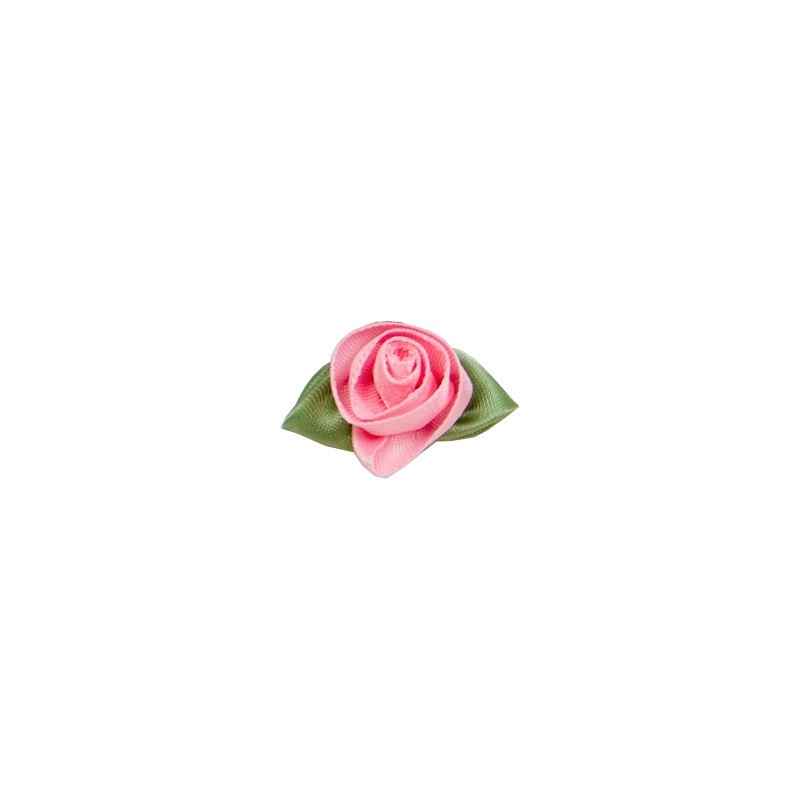 Large Ribbon Rose With Green Leaves In 30 Colours