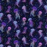 100% Cotton Digital Fabric Timeless Treasures Bioluminescent Jellyfish Ocean