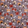 Bubs Digital Printed Sherpa Fleece Fabric Dogs Puppies Paw Prints 143cm Wide