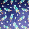 Bubs Digitally Printed Fleece Fabric Space Rocket Dino Dinosaurs 150cm Wide